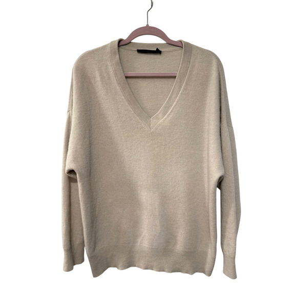 NEW! Jenni Kayne S Flynn 100% Cashmere $325 Oversize Flynn Sweater Long Oatmeal - Picture 2 of 10
